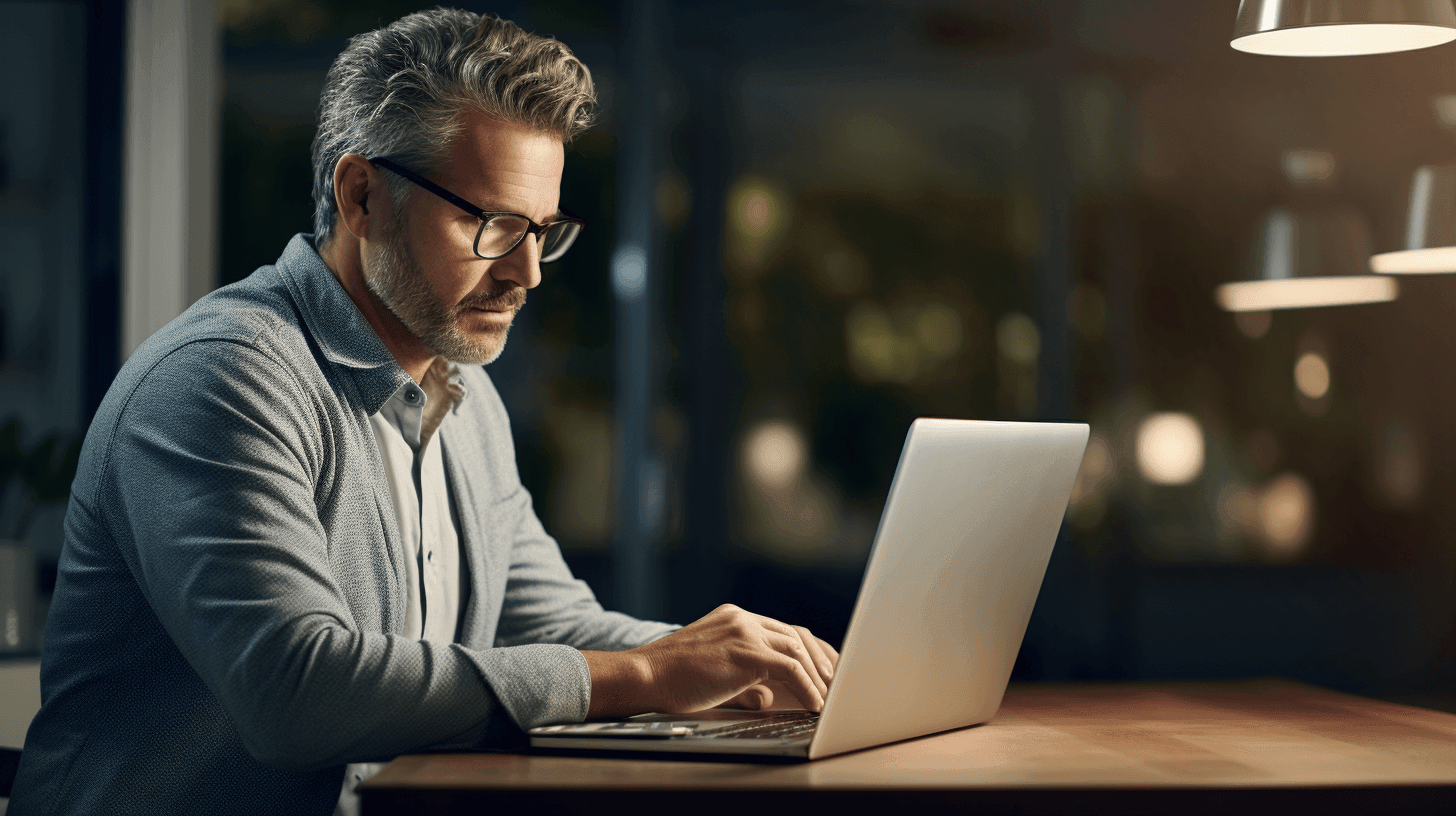 Middle-aged man working on his laptop | Doyle Pension